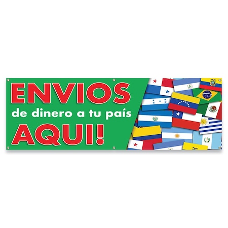 Signmission Enva Dinero a Tu Pas Aqu Banner Concession Stand Food Truck Single Sided B-72-30053